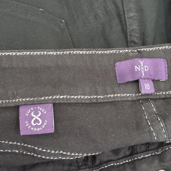 NYDJ Jeans 10 Forest Green Waxed Coated Fringe Boho Festival Lift Tuck Turquoise - Picture 9 of 14